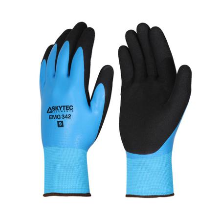 EMG00342DF Skytec EMG342 Black, Blue Polyester Grip and Abrasion Resistance, Oil Resistant, Wet Resistance Work Gloves, Size