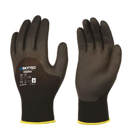 SKY062 Skytec Idaho Black Nylon Grip and Abrasion Resistance, Oil Resistant, Wet Resistance Work Gloves, Size Medium, PVC