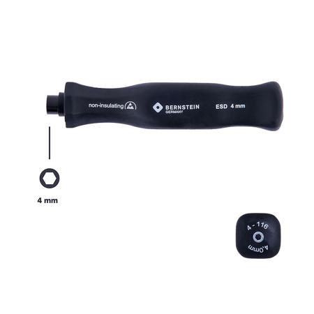 4-116 Bernstein Hexagon Socket Screwdriver Handle, 4 mm Tip, 95 mm Overall