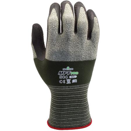 SHO3441 Showa MFT Pro 344 Black, Green Microfiber, Nylon Abrasion Resistant, Cut Resistant Work Gloves, Size Small, Latex