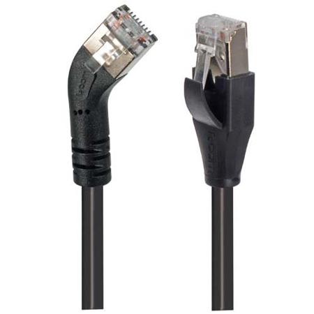 TRD645LSBLK-1 L-ComTRD, 300mm Cat6, Black RJ45 to Male RJ45 Male, Copper Braid Shielded, Terminated PVC Sheath