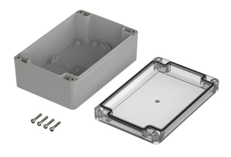 07415106-XM-151006-G-7035 Bopla Euromas X Series Light Grey Polycarbonate Enclosure, IP66, IP68, IK07, Clear Lid, 150 x 100 x 60mm