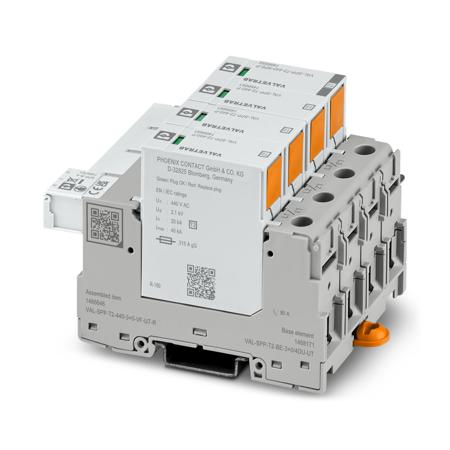 1466646 Phoenix Contact, VAL-SPP Surge Arrester 440 V dc Maximum Voltage Rating 40kA Maximum Surge Current Type 2 Arrester
