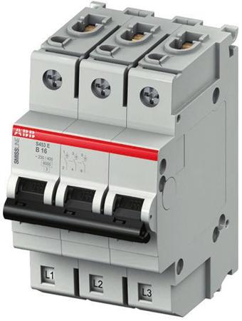 2CCS553001R0105---S403EB10 SMISSLINE S400 MCB Mini Circuit Breaker 3P, 10 A, 6 kA, Curve B