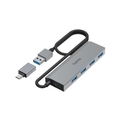 00200138 Hama 4 Port USB 3.2 USB A, USB C USB C Hub, USB Powered, 9.8 x 1.2 x 3.2cm