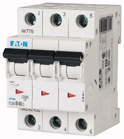 242478 PLSM-C40/3-MW Eaton xPole MCB, 3P, 40A Curve C, 48V DC, 10 kA Breaking Capacity