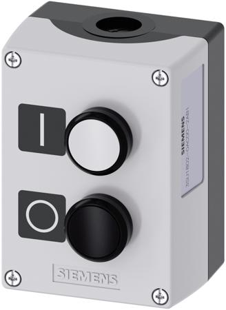 3SU1802-0AC00-2AB1 Siemens Enclosed Push Button - SPDT, Plastic, Black, White, IP66, IP67, IP69