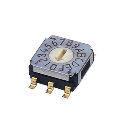 SA-7050TB Nidec Components SA-7000, 16 Position, Hexadecimal Rotary Switch, 100 mA, Gull Wing