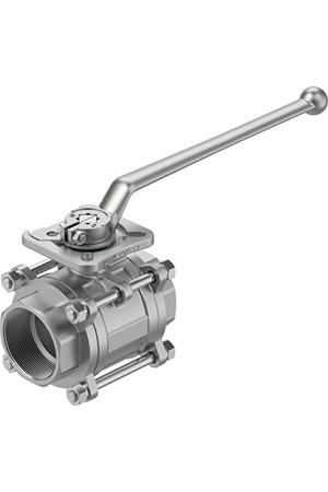 VZBE-21-2-T-63-T-2-F0710-M-V15V16 Festo Stainless Steel Ball Valve, Ball Valve, Threaded, NPT 2 1/2 NPTin, 63mm, 63bar Operating Pressure
