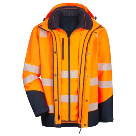 7179-4121-XS NITRAS SAFETY 7179 Fluorescent Orange-Navy Blue Unisex Hi Vis Jacket, XS