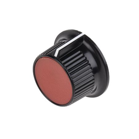 259-6991 RS PRO 28mm Black, Red Potentiometer Knob for 6.35mm Shaft Splined