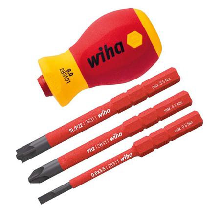 41230 Wiha Driver Bit Set 4 Pieces, Phillips, Pozidriv, Slotted