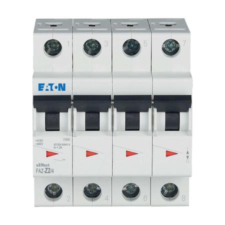 279109-FAZ-Z2-4 Eaton xEffect FAZ MCB, 4P, 2A, Type Z, 400V AC, 60V DC, 10 kA Breaking Capacity