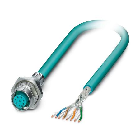 1553365 Phoenix ContactSACCBP, 500mm Cat5, Blue M12 to Female Unterminated Shielded, Terminated PUR Sheath