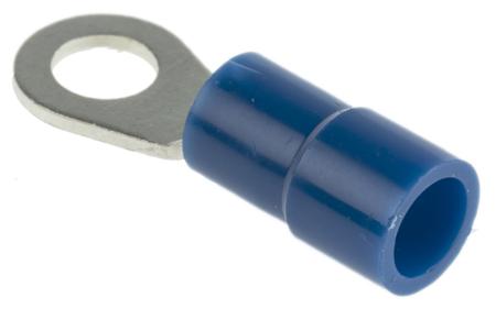 178-7271 RS PRO Insulated Crimp Ring Terminal, 4.3mm Stud Size, 1.5mm² to 2.5mm² Wire Size, Blue