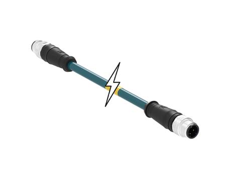 1300480322 TE Connectivity Straight Male M12 to Straight Male M12 Cordset, 57m