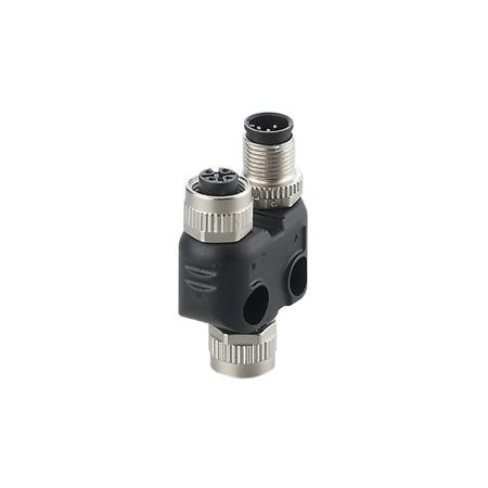 E12529 ifm electronic Side Entry, Top Entry 1 Pole M12 Plug to 2 Pole M12 Socket Adapter