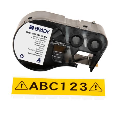 M4C-1000-595-YL-BK Brady B-595 on Black on Yellow Label, 25.40 mm Width