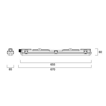 90066 Sylvania 6.6 W LED Batten Light, 240 V LED Batten, 670 mm Long, IP65