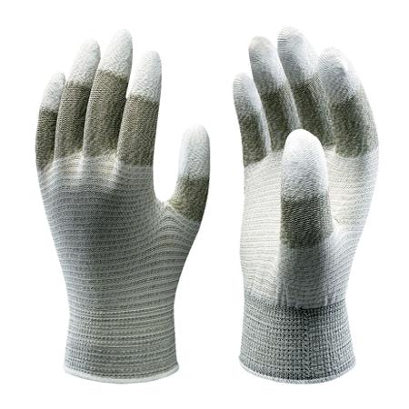 SHOA1602 Showa A0160 Grey, White Acrylic, Nylon (Liner) Anti-Static Work Gloves, Size Medium, Polyurethane Coating