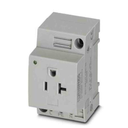 0804509 Phoenix Contact USA Mains Sockets, 20A, DIN Rail, 125 V