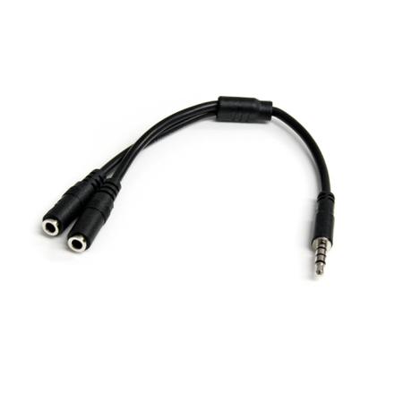 MUYHSMFF StarTech.com Male 3.5mm Stereo Jack to Female 3.5mm Stereo Jack x 2 Aux Cable, Black, 200mm