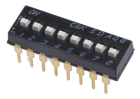 SDA08H1BD C & K 8 Way Through Hole DIP Switch SPST, Extended Actuator