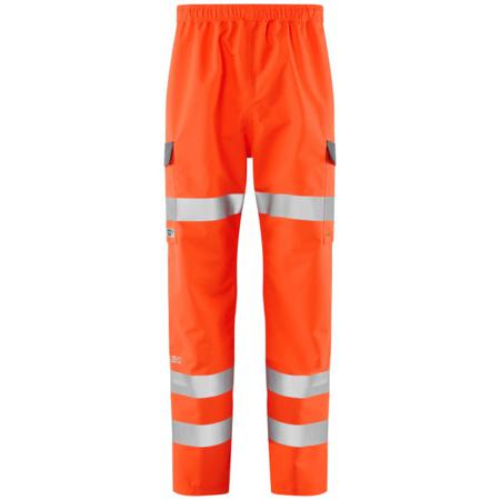 L07-O-LEO-5XL Leo Workwear WESTLEIGH Orange Breathable, Waterproof, Windproof Hi Vis Trousers