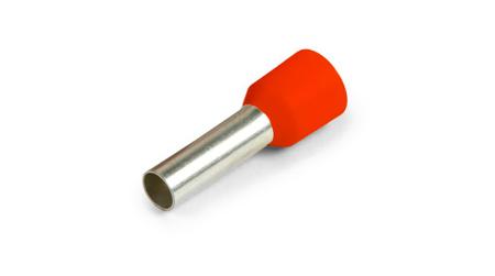 460408 Vogt Insulated Bootlace Ferrule, 8mm Pin Length, 1.7mm Pin Diameter, Red