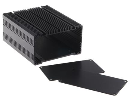 297-1285 RS PRO Black Anodised Aluminium Heat Sink Case, 125 x 105 x 60.5mm