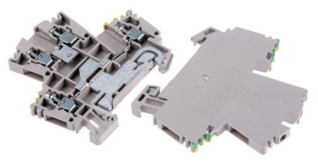 1036400000 Weidmuller 4-Way WDK 2.5DU-PE Double Deck Earth Terminal Block, 22 → 12 AWG Wire, Screw Down, Wemid Housing