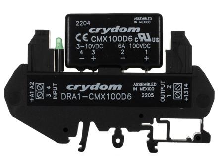 DRA1-CMX100D6 Sensata Crydom DRA Series Solid State Interface Relay, 10 V dc Control, 6 A Load, DIN Rail Mount