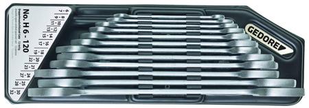 6079750 Gedore 12-Piece Double Open End Wrench, 6x7, 8x9, 10x11, 12x13, 14x15, 16x17, 18x19, 20x22, 21x23, 24x27, 25x28, 30x32