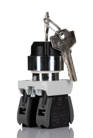 238-3958 RS PRO 3 Position Key Selector Switch - (2NO) 22.5mm Cutout Diameter
