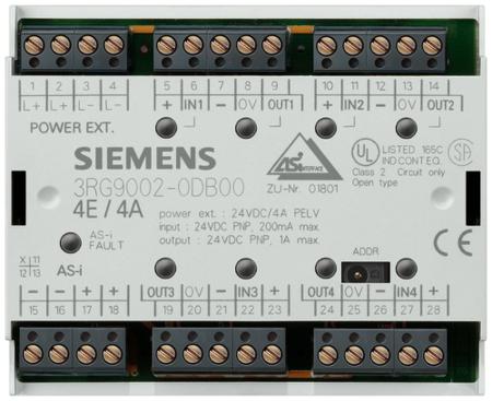 3RG90040DC00 Siemens F90 Series Input/Output Module, 4 Inputs, 4 Outputs, 26.5 → 31.6 V