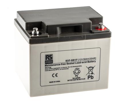 537-5517 RS PRO 12V T6 Sealed Lead Acid Battery, 38Ah