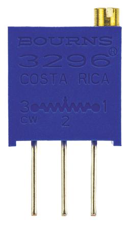 3296W-1-202LF Bourns 3296W Series 25-Turn Through Hole Trimmer Resistor with Pin Terminations, 2kΩ ±10% 1/2W ±100ppm/°C Top Adjust