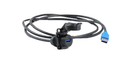 USB3APSCC2210A Amphenol Socapex Straight, Panel Mount, Female to Male- Dual Port Type USB A USB 3.2 IP54 USB Connector