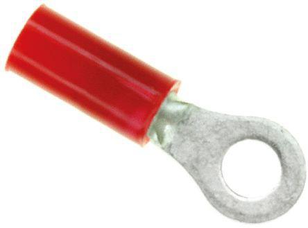 32947 TE Connectivity PLASTI-GRIP Series Insulated Tin Plated Crimp Ring Terminal, M3.5 (#6) Stud Size, 0.26mm² to 1.65mm²