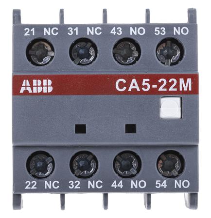 1SBN010040R1122---CA5-22M Front Mount Auxiliary Contact with Screw Terminal, 2NO/2NC, 6 A, 24 V dc, 230 V ac