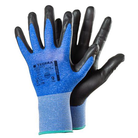 779-7 Tegera TEGERA Black, Blue Nylon, Spandex Dry Environment Work Gloves, Size 7, Nitrile Foam Coating