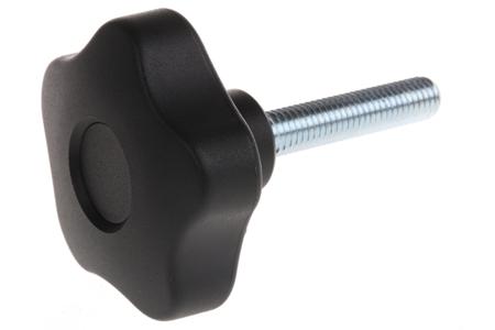 70027 Elesa  Black Multiple Lobes Clamping Knob, M10, Threaded Stud