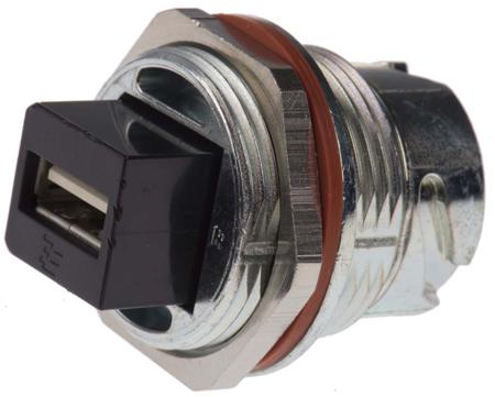 2058365-1 TE Connectivity Straight, Panel Mount, Socket- Single Port Type B 2.0 USB Connector