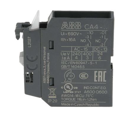 1SBN010110R1001--CA4-01 ABB Auxiliary Contact - 1NC, 1 Contact, Front Mount, 6 A