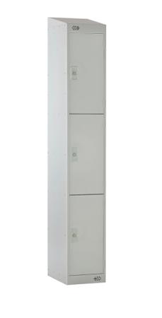 214-267 RS PRO 3 Door No Steel Light Grey Locker, 1800 mm x 300 mm x 450mm