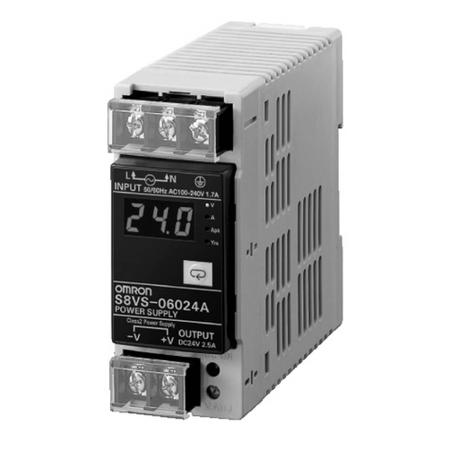 S8VS-06024A S8VS Switch Mode DIN Rail Power Supply, 60W, 24V dc/ 2.5A