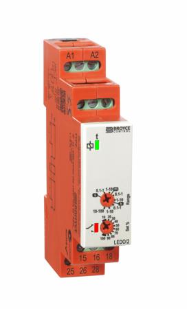 LEDO/2 12-230V AC/DC Broyce Control LEDO/2 Series DIN Rail Mount Timer Relay, 12 → 230V ac/dc, 2-Contact, 0.1 s → 100h,