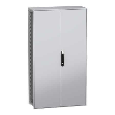 NSYSFN1810402D Schneider Electric PanelSeT SFN Series Galvanised Steel Double-Door-Door Floor Standing Enclosure, Plain Door Door,