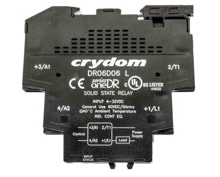 DR06D06 Sensata Crydom Solid State Interface Relay, 32 V dc Control, 6 A Load, DIN Rail Mount