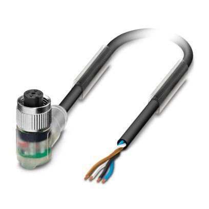 1515798 Phoenix Contact Straight Free Ends to Right Angle Female 4 way M12 Sensor Actuator Cable, 5m